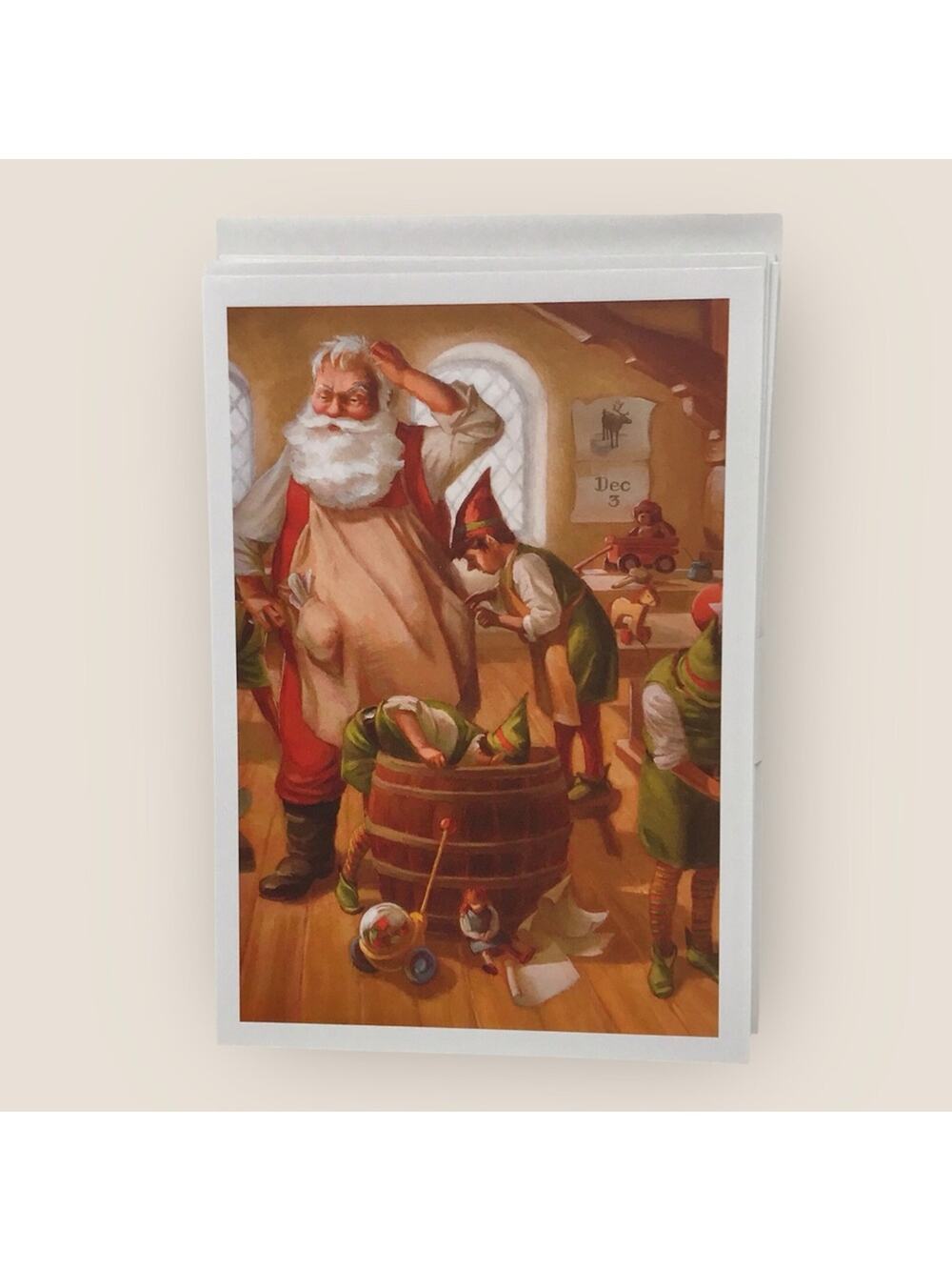 Hallmark NWOT 18 Set Christmas Cards Santa in Workshop with Elves 5" x 7"